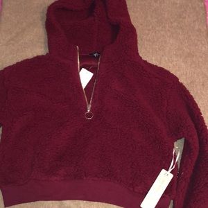 fuzzy cropped sweater/ jacket